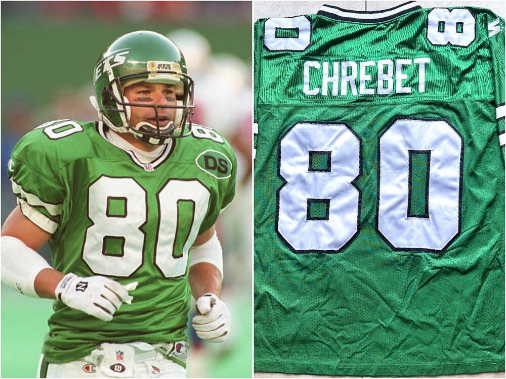 Wayne CHREBET 90s New York Jets STARTER Authentic SEWN jersey 48 L kelly NFL vtg